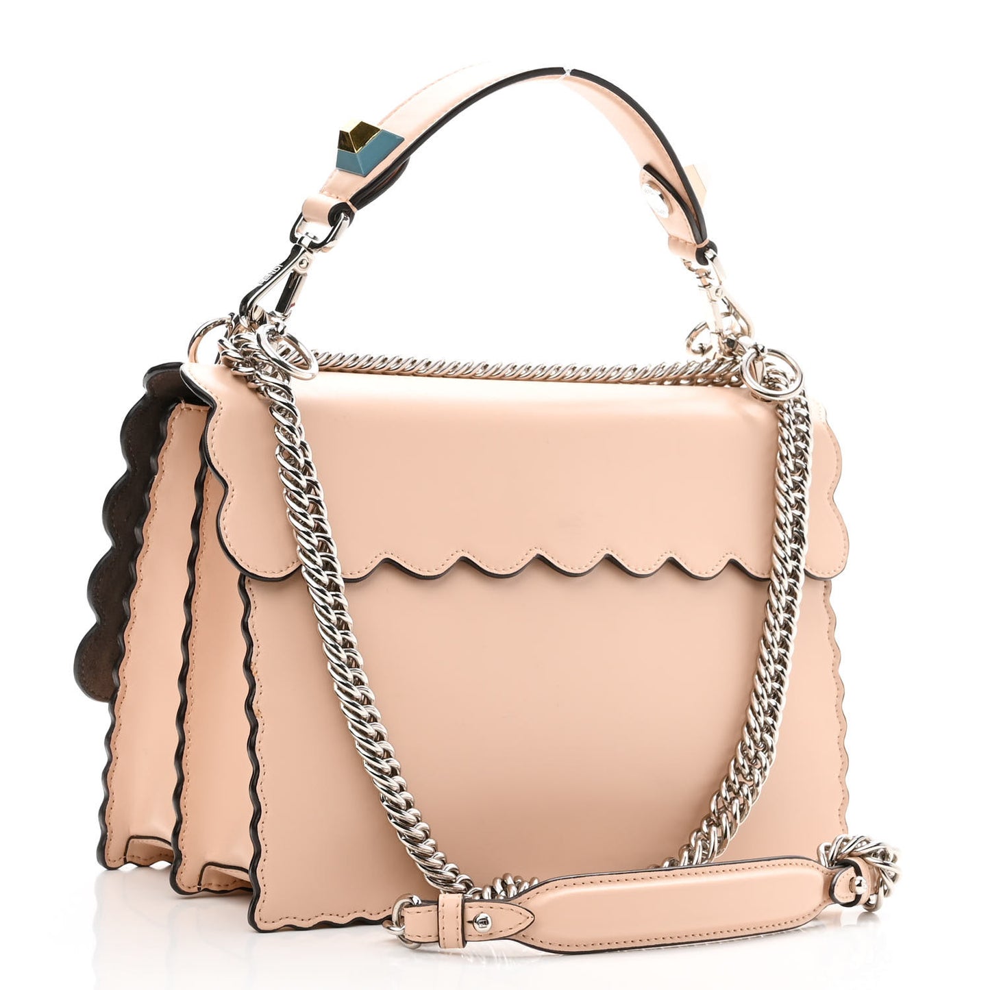 Vitello Liberty Scalloped Studded Kan I Shoulder Bag Camelia