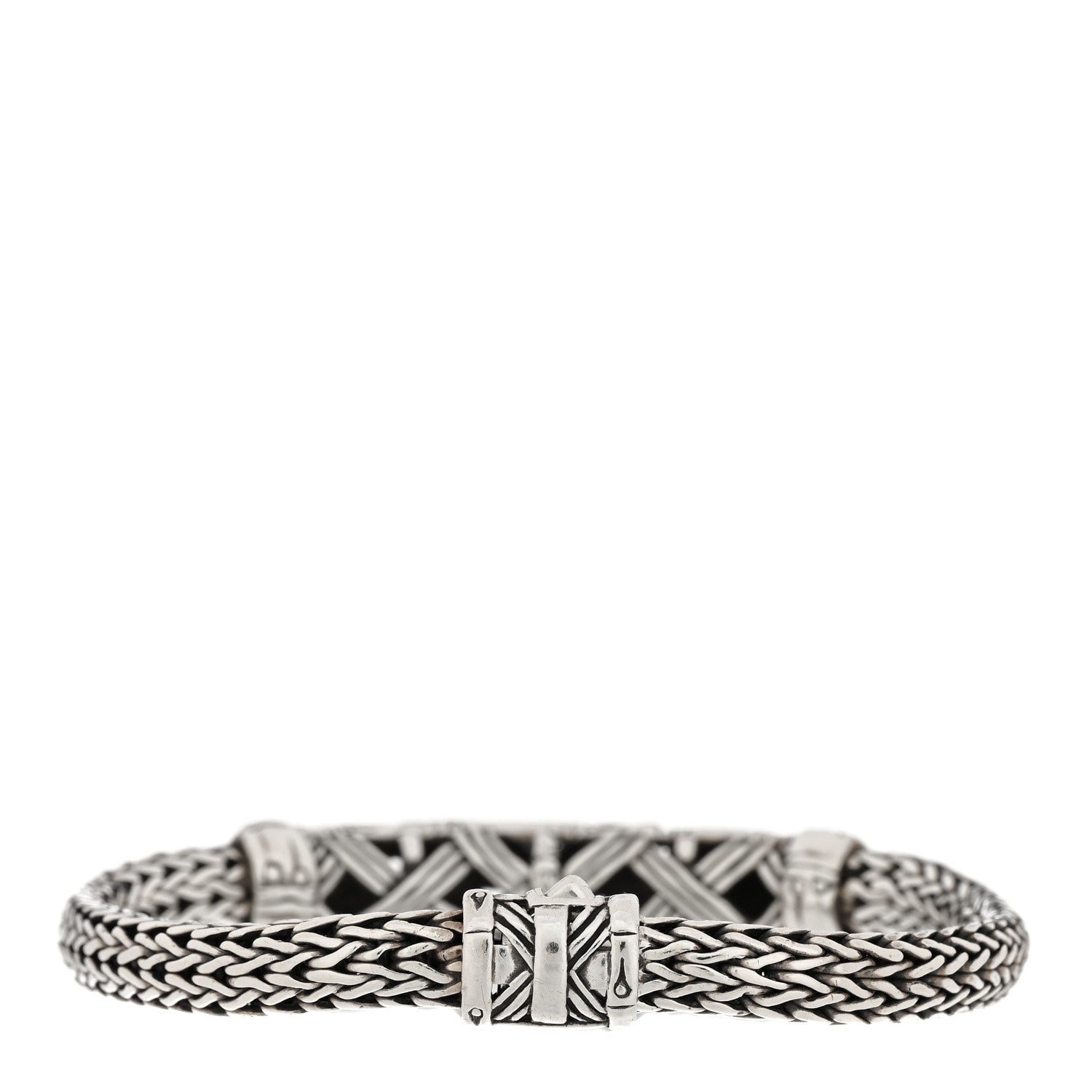 John Hardy Sterling Silver 6mm Classic Chain Bamboo Woven Station Bracelet 2 of 3