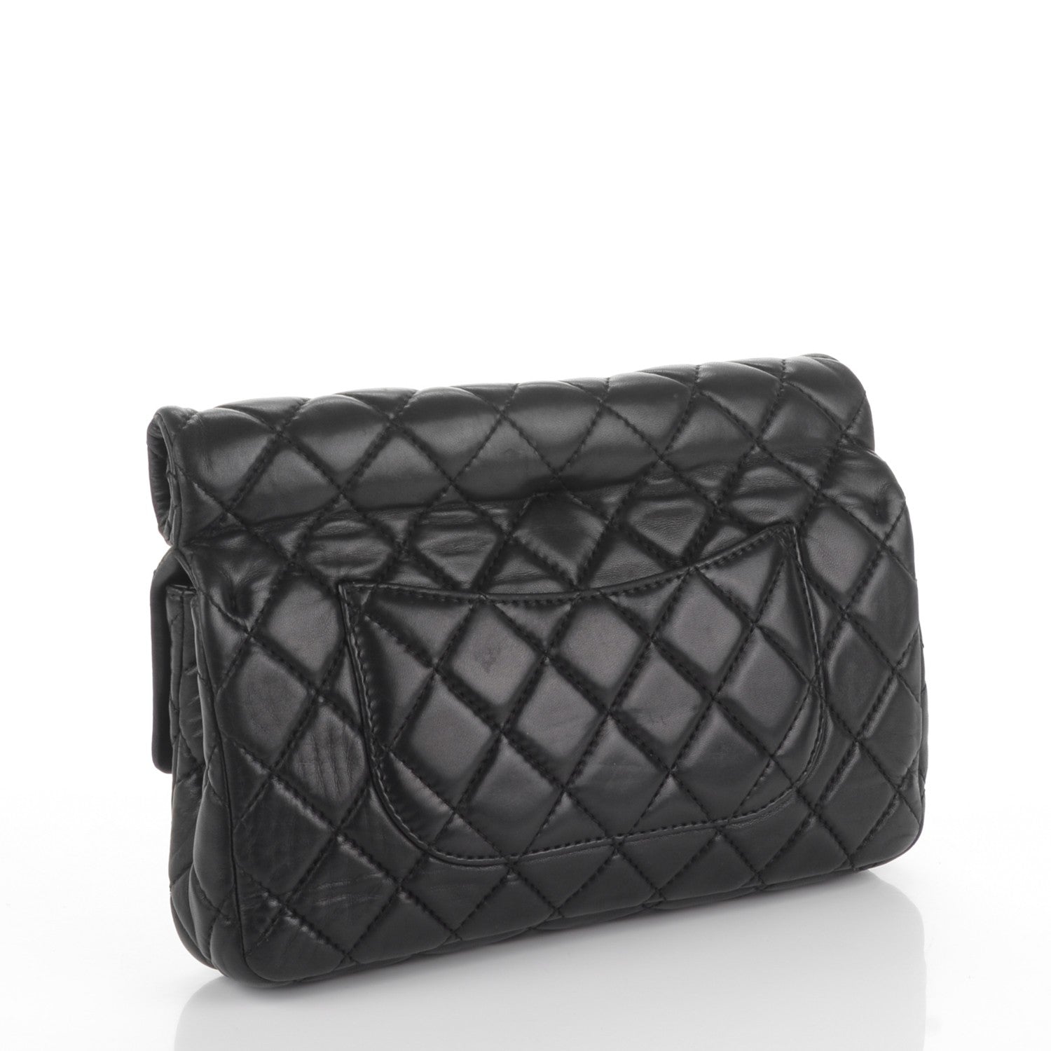 Chanel Lambskin Quilted Medium Roll Reissue Clutch Black 3 of 7