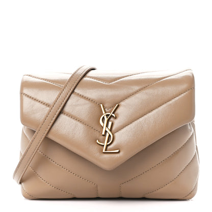 Saint Laurent Calfskin Y Quilted Monogram Toy Loulou Crossbody Bag Dark Beige 1 of 11