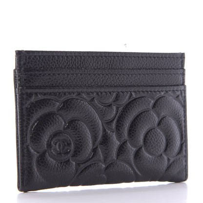 Chanel Caviar Camellia Embossed Card Holder Black 3 of 11