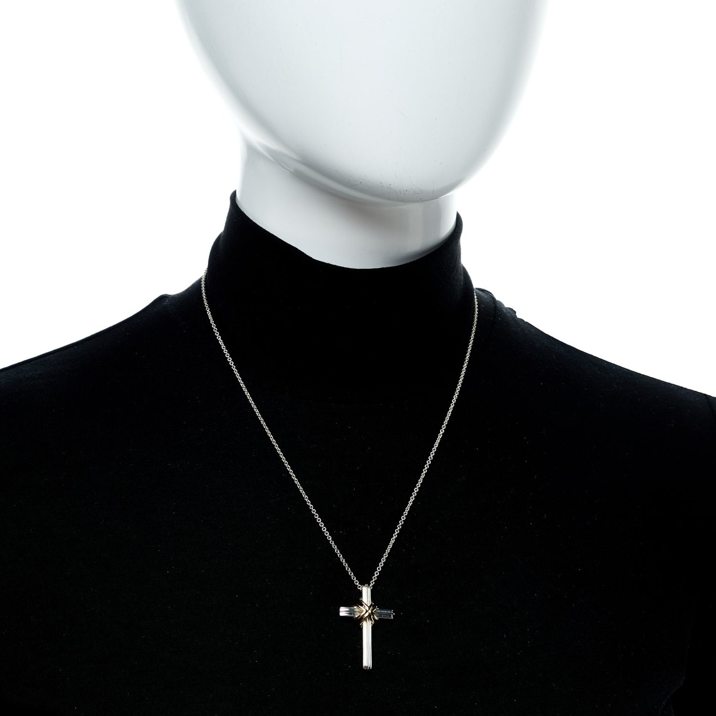 Sterling Silver 18K Yellow Gold Cross Pendant Necklace