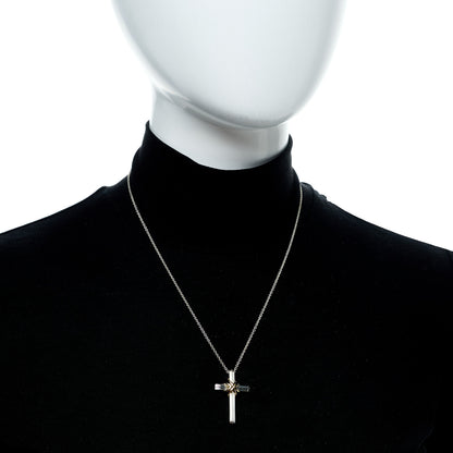 Tiffany Sterling Silver 18K Yellow Gold Cross Pendant Necklace 2 of 6