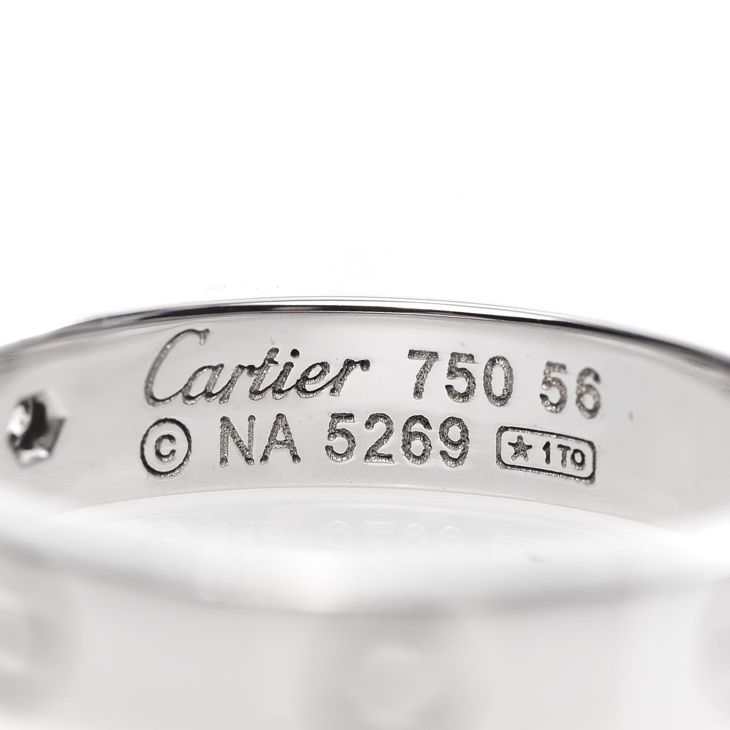 Cartier 18K White Gold Diamond 4mm LOVE Wedding Band Ring 56 7.5 4 of 4