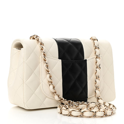 Chanel Lambskin Quilted Mini Rectangular Flap White Black 3 of 11