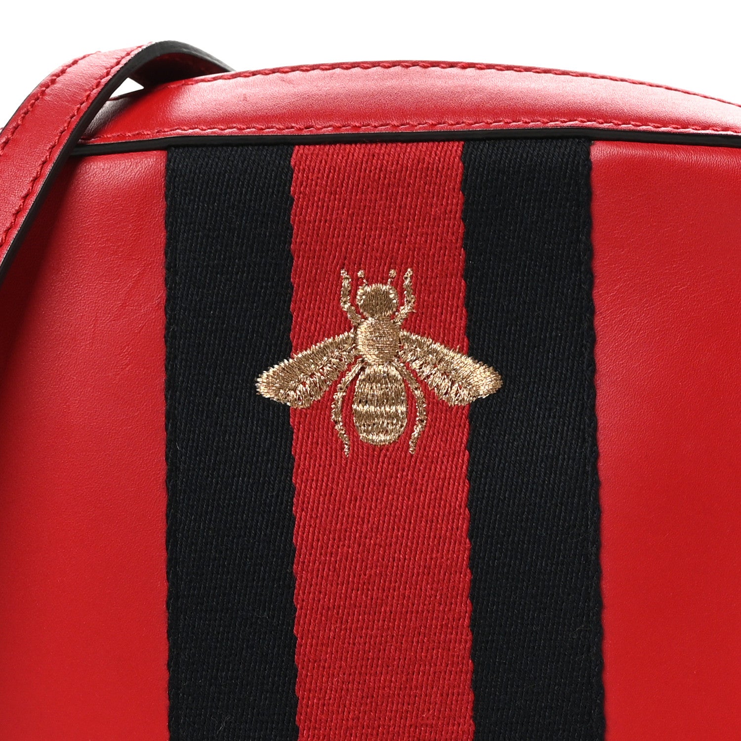 Gucci Calfskin Web Small Webby Bee Shoulder Bag Red 8 of 10