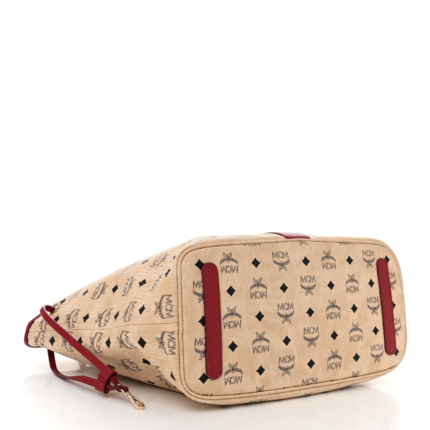 Visetos Medium Liz Reversible Shopper Tote Beige Ruby Red