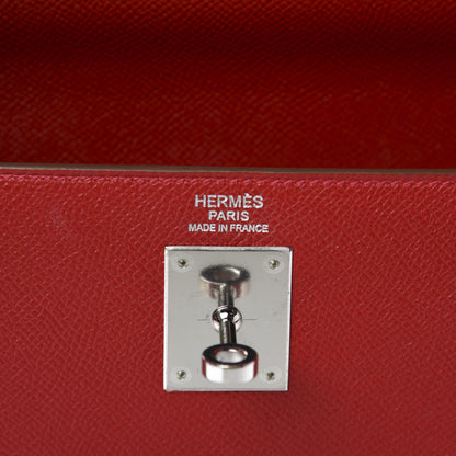 Hermes Epsom Flag Kelly Sellier 32 Rouge Casaque White 8 of 11