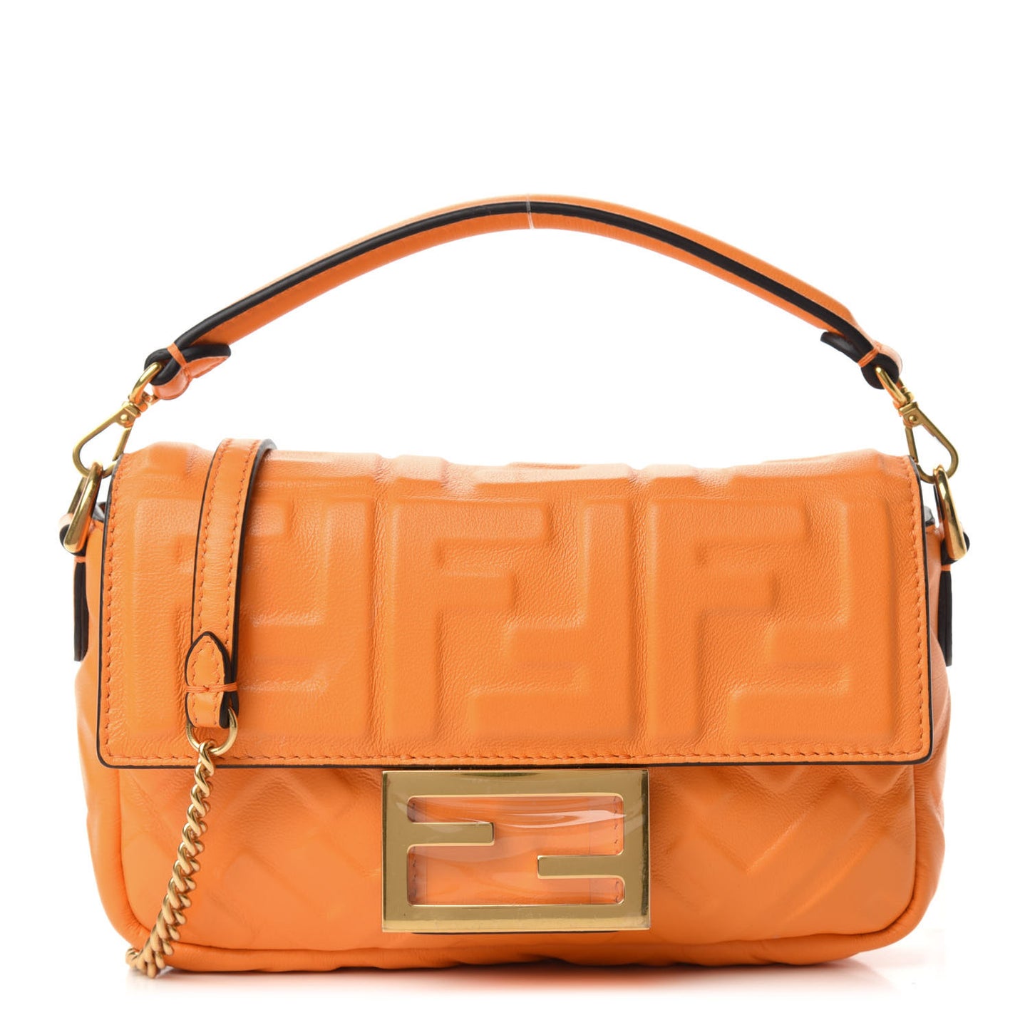 Nappa FF 1974 Embossed Mini Baguette Clementine