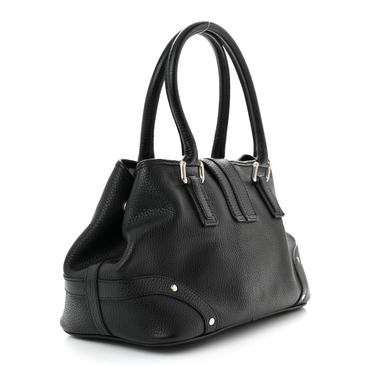 Burberry Calfskin Studded Buckle Tote Black 3 of 10