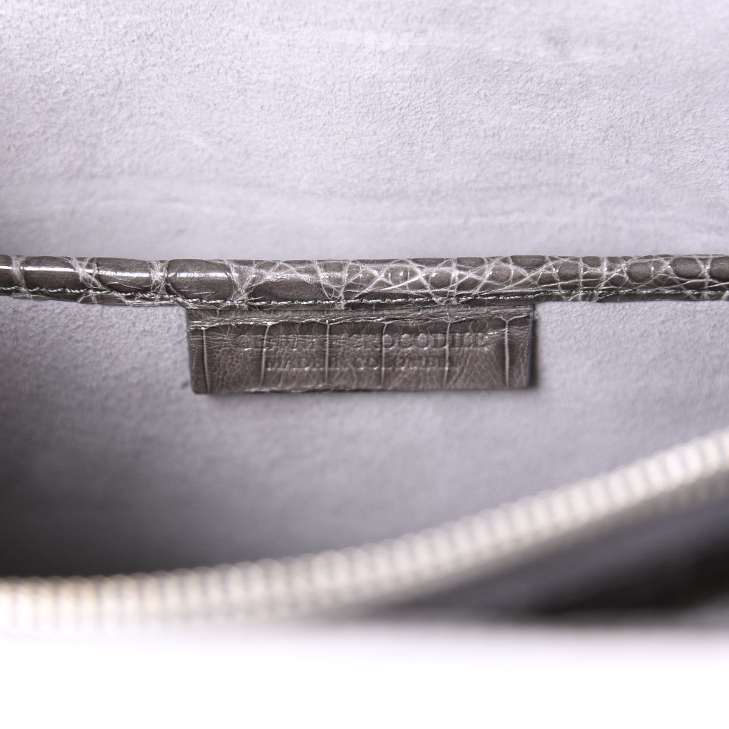 Crocodile Top Handle Shoulder Bag Grey