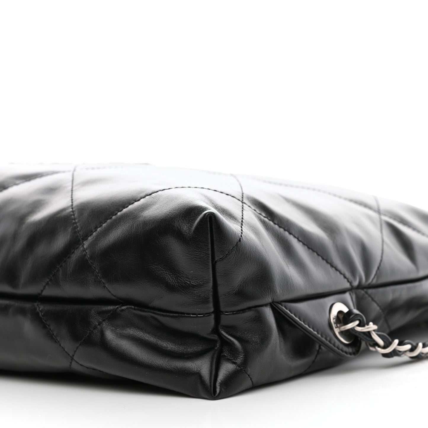 Shiny Calfskin Quilted Chanel 22 Backpack Black