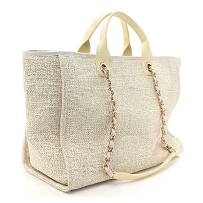 Chanel Mixed Fibers Calfskin Medium Deauville Tote Light Beige 3 of 9