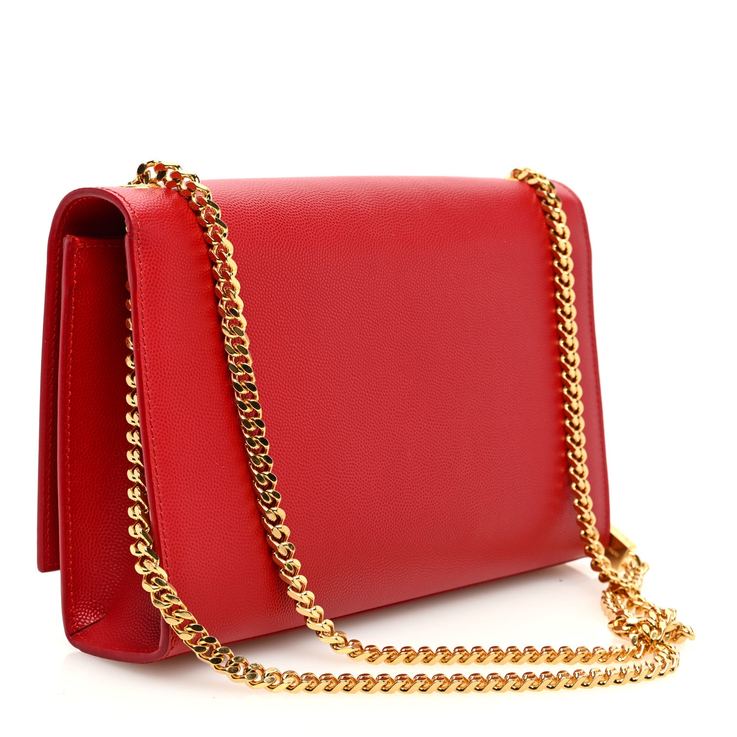 Saint Laurent Grain De Poudre Medium Monogram Kate Satchel Red 3 of 9