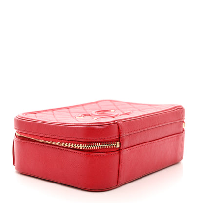 Chanel Caviar Quilted Medium CC Filigree Vanity Case Red 4 of 10