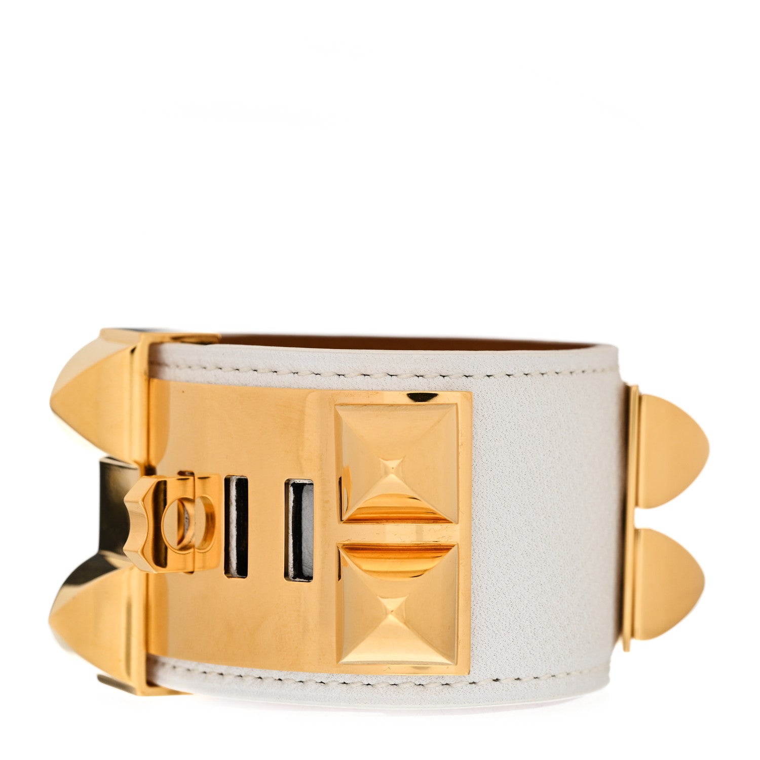 Hermes Epsom Collier De Chien CDC Bracelet S White 3 of 5