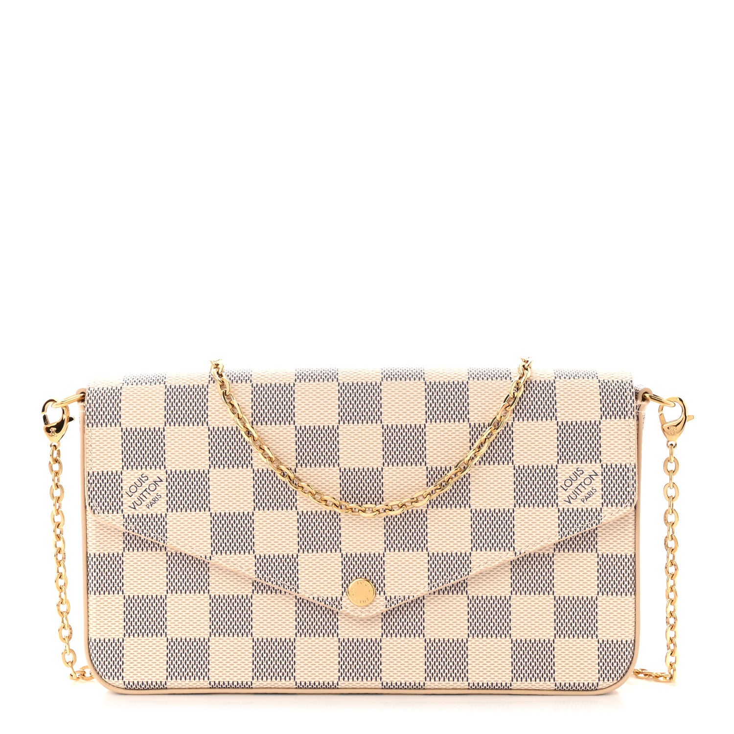 Louis Vuitton Damier Azur Pochette Felicie Chain Wallet Rose Ballerine 3 of 11
