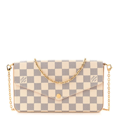 Louis Vuitton Damier Azur Pochette Felicie Chain Wallet Rose Ballerine 3 of 11