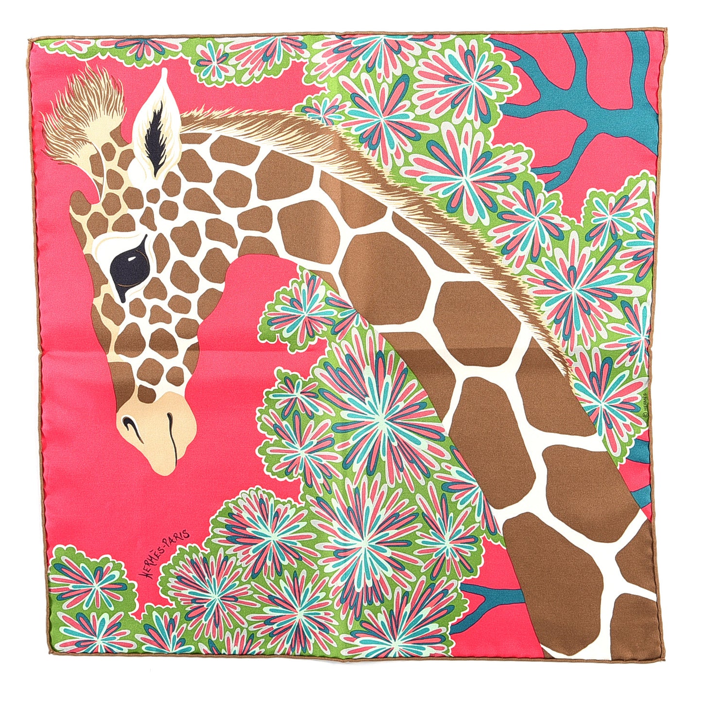 Silk The Three Graces Zoom Scarf 45 Rose Vif Tabac Vert