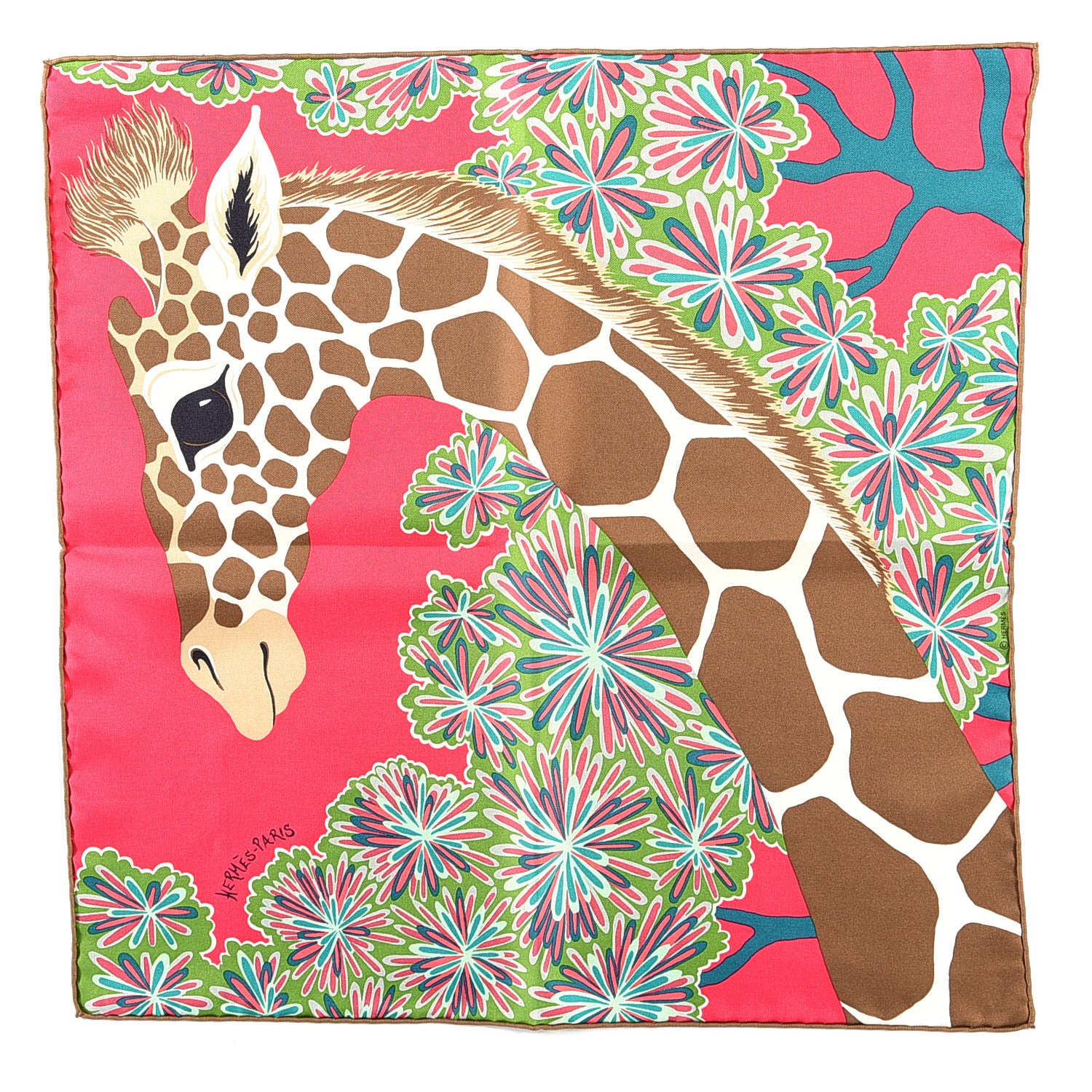 Hermes Silk The Three Graces Zoom Scarf 45 Rose Vif Tabac Vert 1 of 2