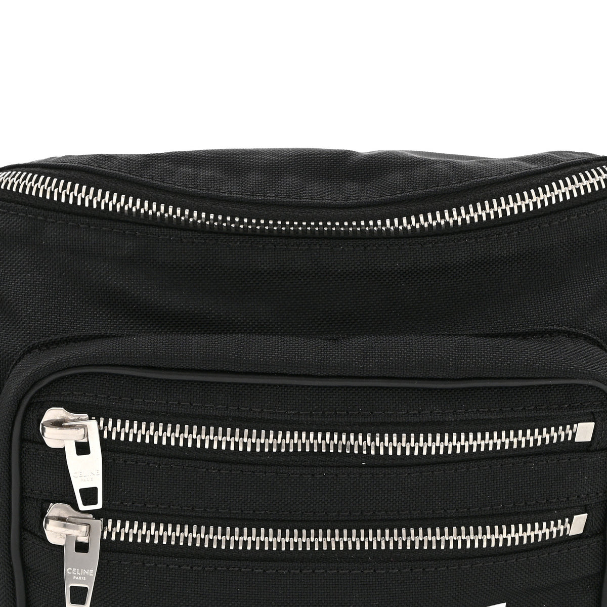 Celine Cotton Gabardine Logo Print Trekking Belt Bag Black 9 of 11