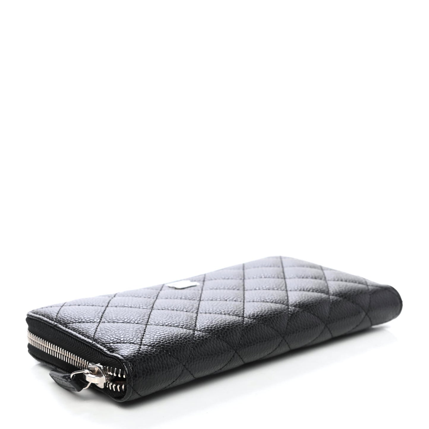 Caviar Quilted Large Gusset Zip Around Wallet Black