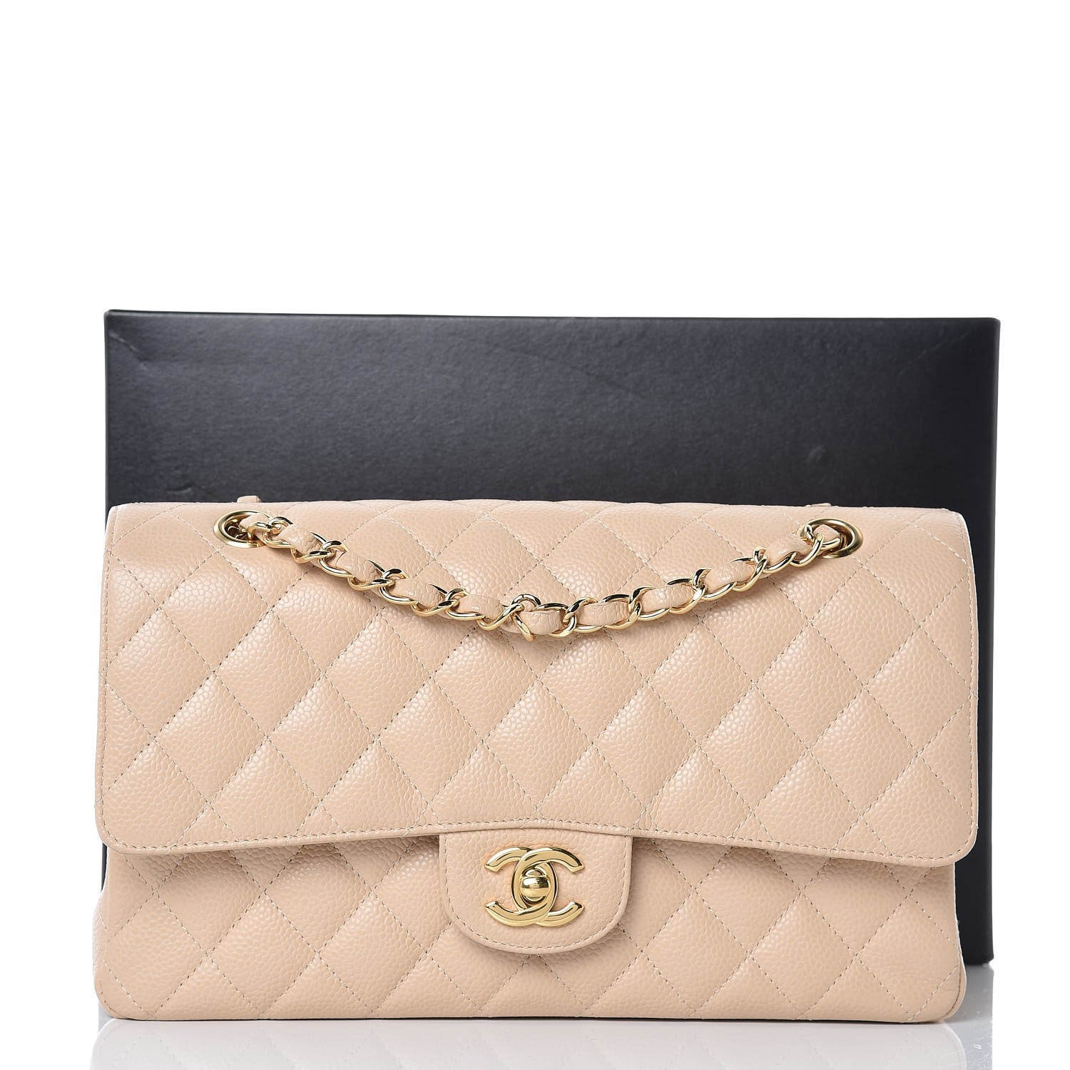 Chanel Caviar Quilted Medium Double Flap Beige Clair 8 of 8