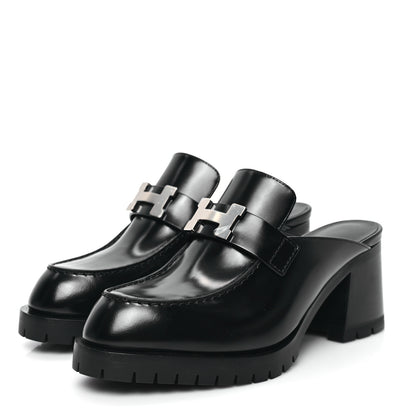 Hermes Calfskin Womens Flore 60 Mules 35.5 Black 3 of 9