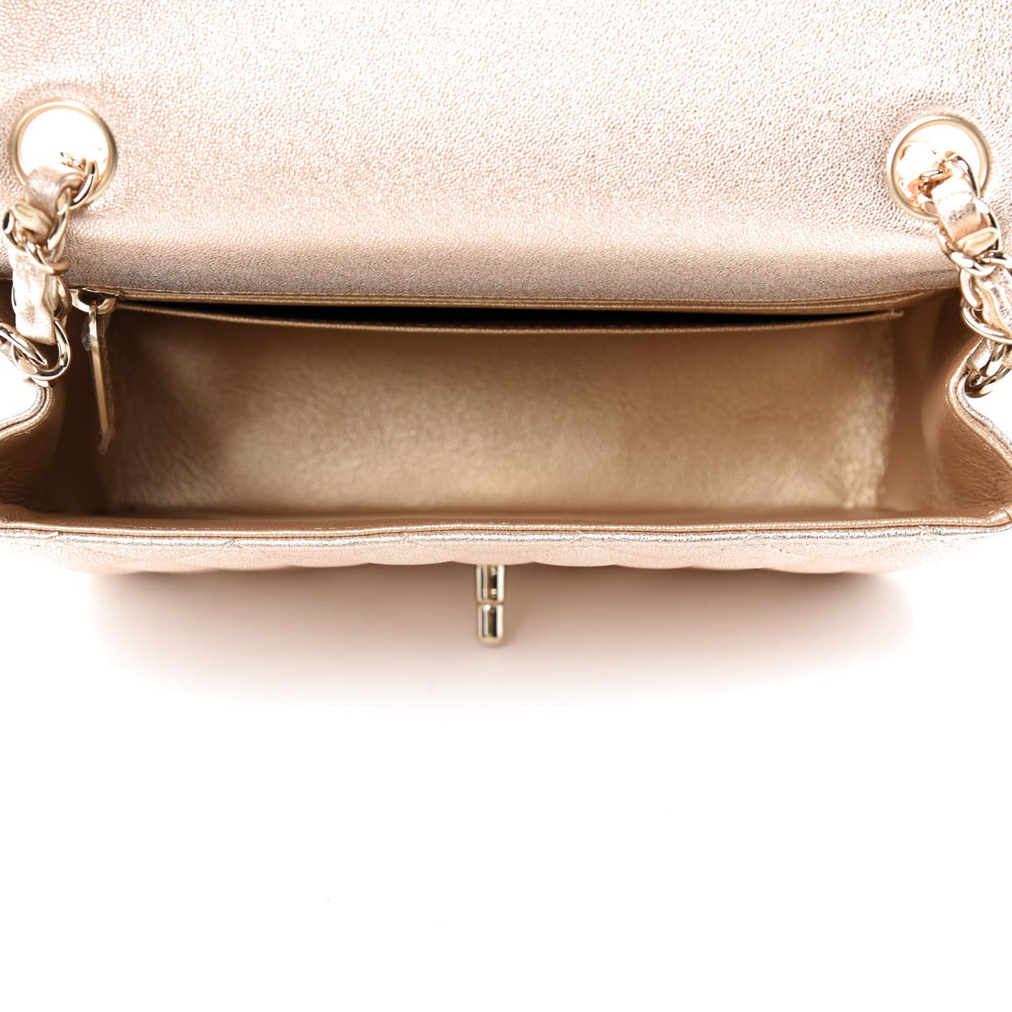 Metallic Lambskin Quilted Mini Rectangular Flap Gold