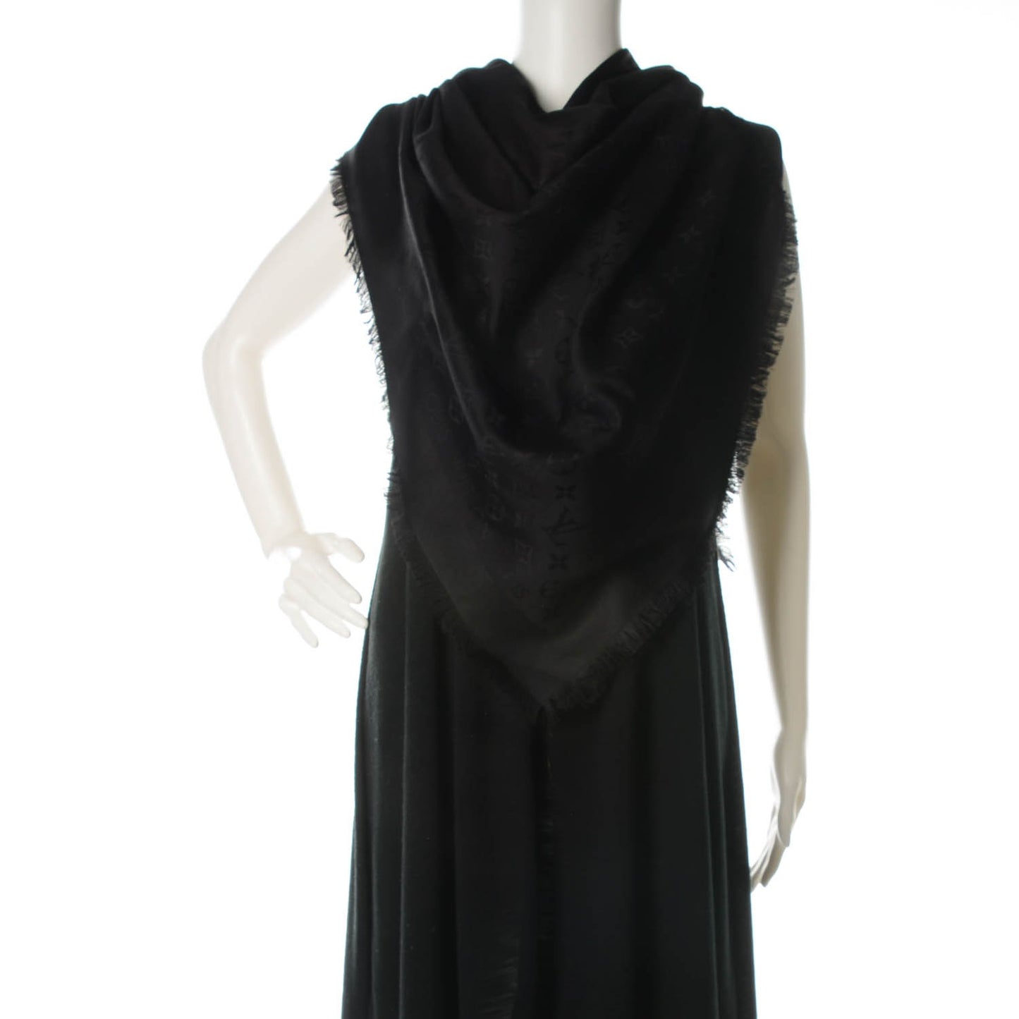Silk Wool Monogram Shawl Black