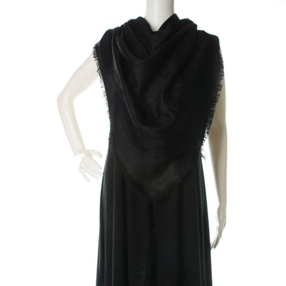 Louis Vuitton Silk Wool Monogram Shawl Black 2 of 5