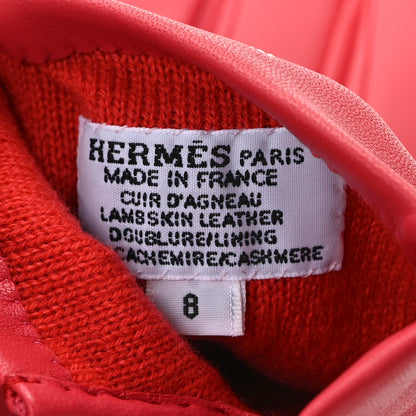 Hermes Glossed Lambskin Cashmere Embroidered Lucky Charms Gloves 8 Bougainvillea 4 of 4