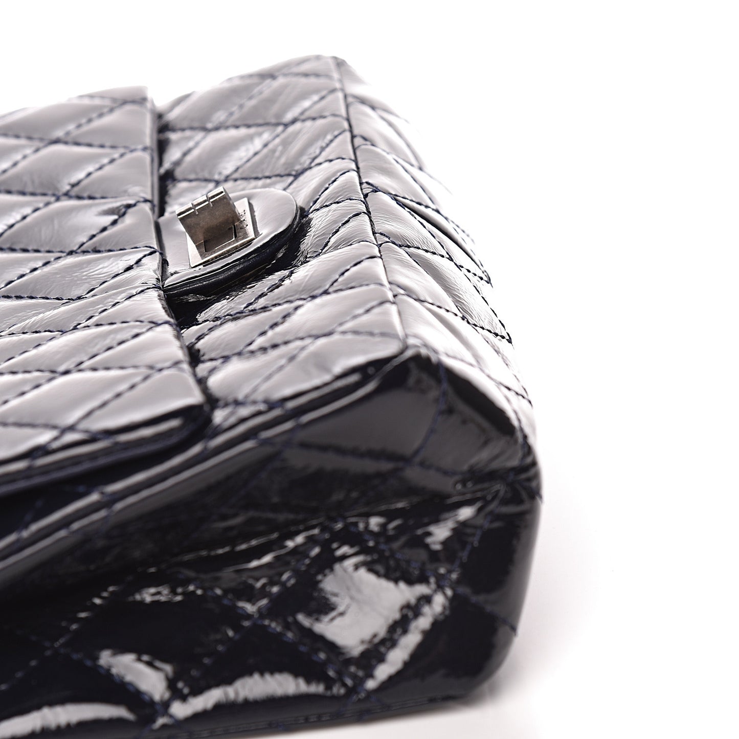 Distressed Patent Quilted 2.55 Reissue 226 Flap Navy