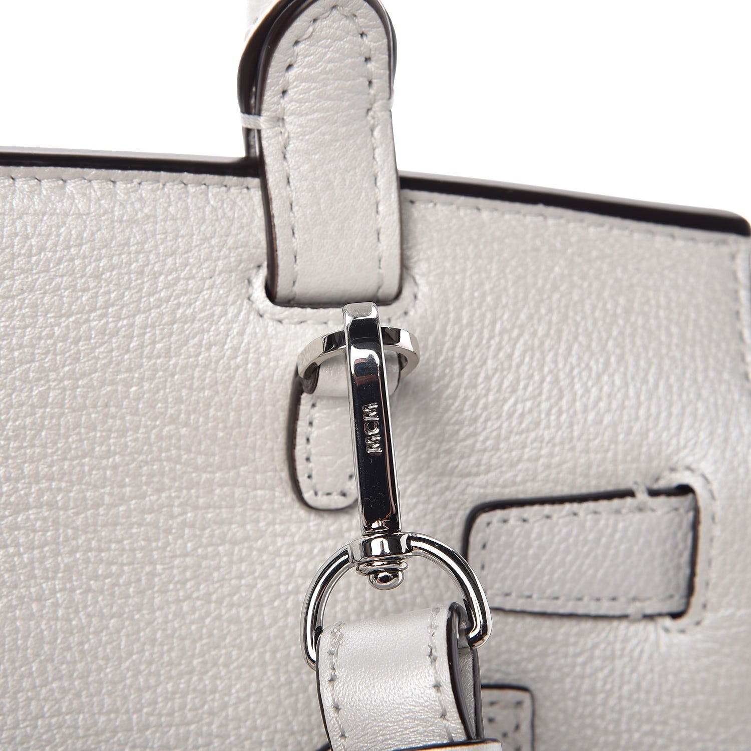 MCM Grained Calfskin Medium Milla Convertible Backpack White Flake 11 of 12