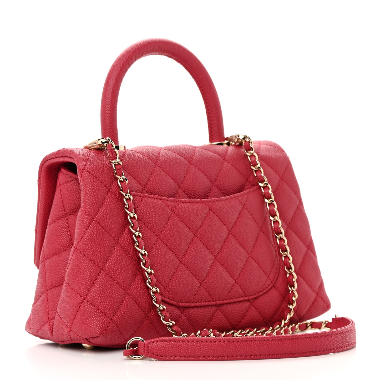 Caviar Quilted Mini Coco Handle Flap Fuchsia