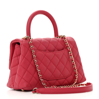 Chanel Caviar Quilted Mini Coco Handle Flap Fuchsia 3 of 13
