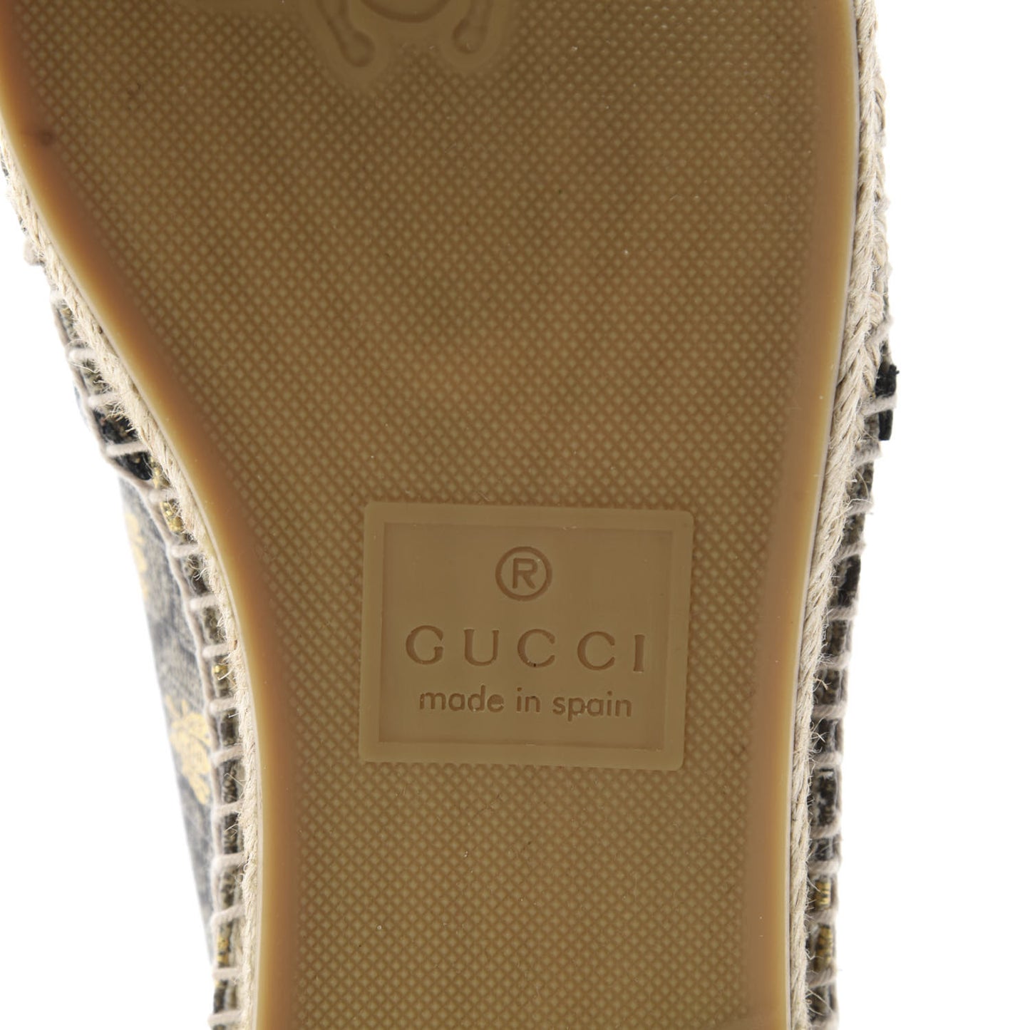 GG Supreme Monogram Bees Espadrille Flats 36.5 Beige Ebony Oro Black