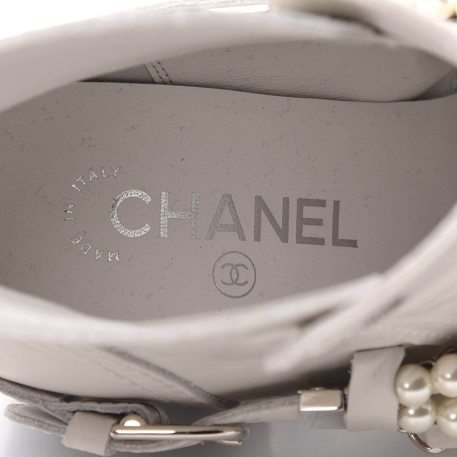 Chanel Crackled Calfskin Pearl Chain CC Short Boots 38.5 White 6 of 10