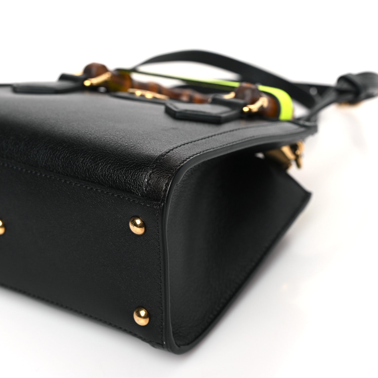 Gucci Wonka Grain Calfskin Mini Diana Tote Bag Black Yellow Fluo 9 of 9