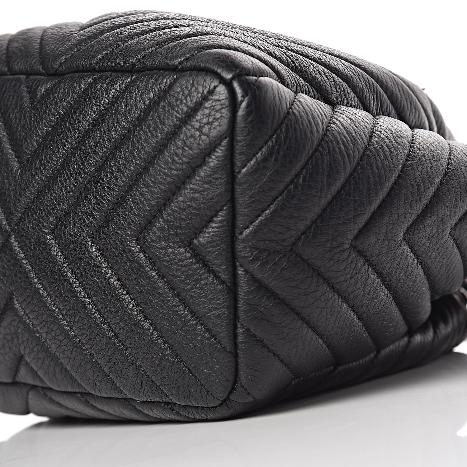 Chanel Deerskin Chevron Small CC Chain Bucket Bag Black 10 of 10