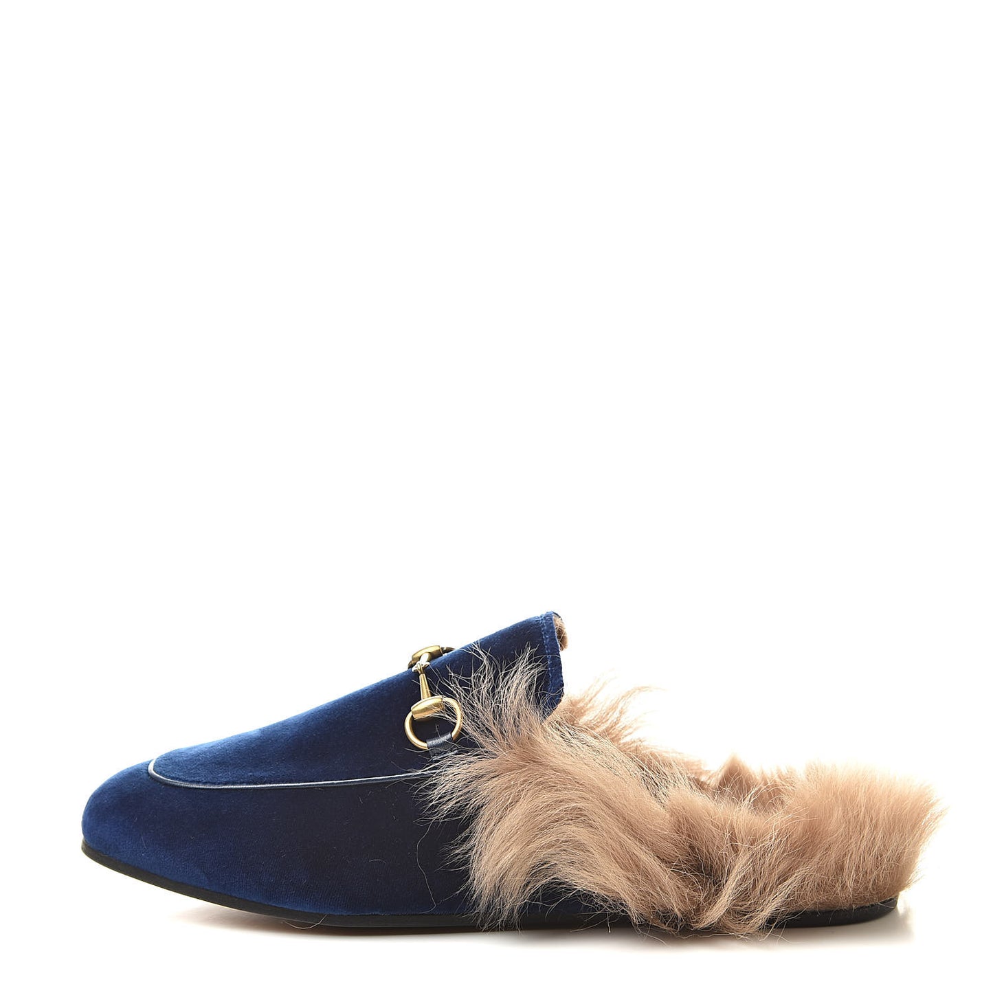 Velvet Fur Womens Princetown Slippers 38 Cobalt Blue