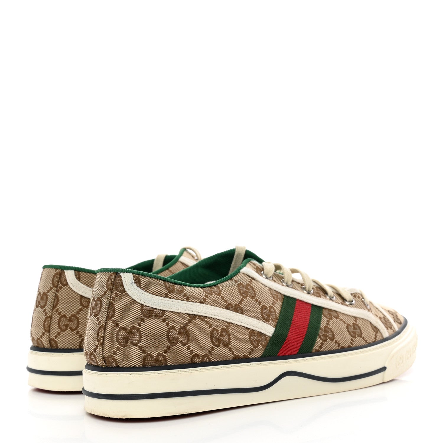 Gucci GG Monogram Web Mens 1977 Tennis Sneakers 10.5 Beige Ebony Mystic White 4 of 12