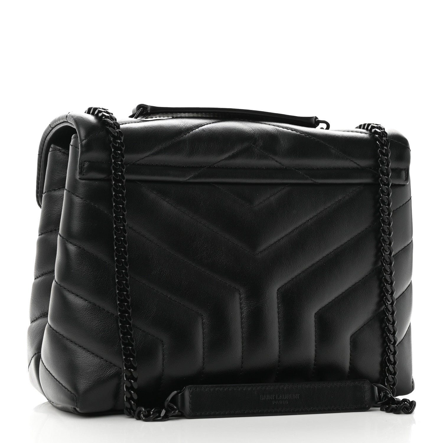 Saint Laurent Calfskin Y Quilted Monogram Monochrome Small Loulou Chain Satchel Black 3 of 9