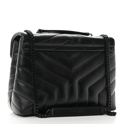 Saint Laurent Calfskin Y Quilted Monogram Monochrome Small Loulou Chain Satchel Black 3 of 9