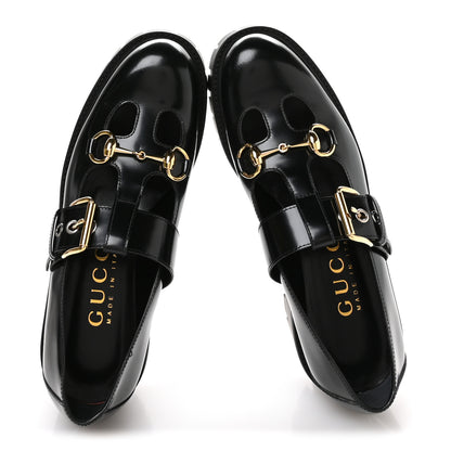 Gucci Cordovan Lux Womens Horsebit Platform Mary Jane Loafers 38.5 Black 2 of 9