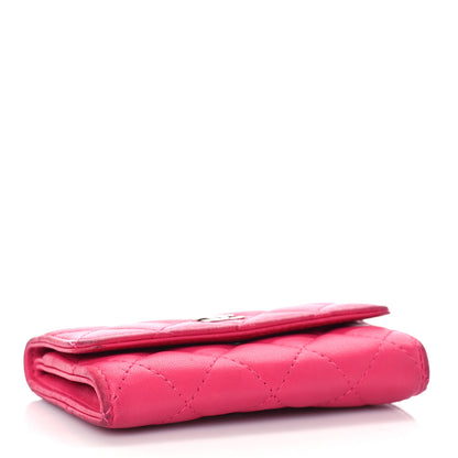 Chanel Lambskin Quilted Flap Card Holder Dark Pink 3 of 14