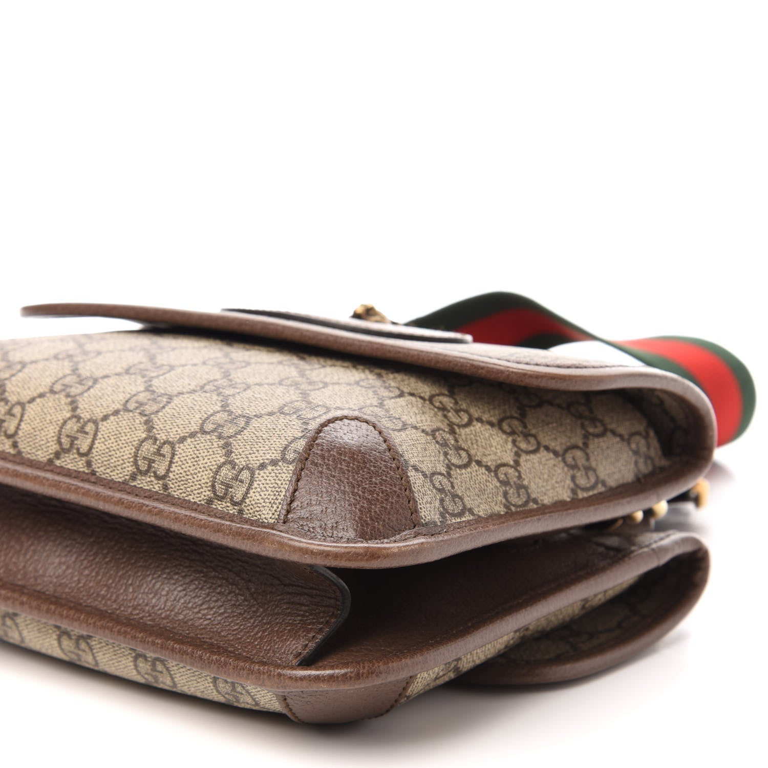 Gucci GG Supreme Monogram Web Small Neo Vintage Double Flap Messenger Bag Beige New Acero 7 of 11