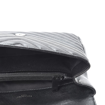 Saint Laurent Sheepskin Matelasse Chevron Monogram Medium College Bag Black 4 of 9