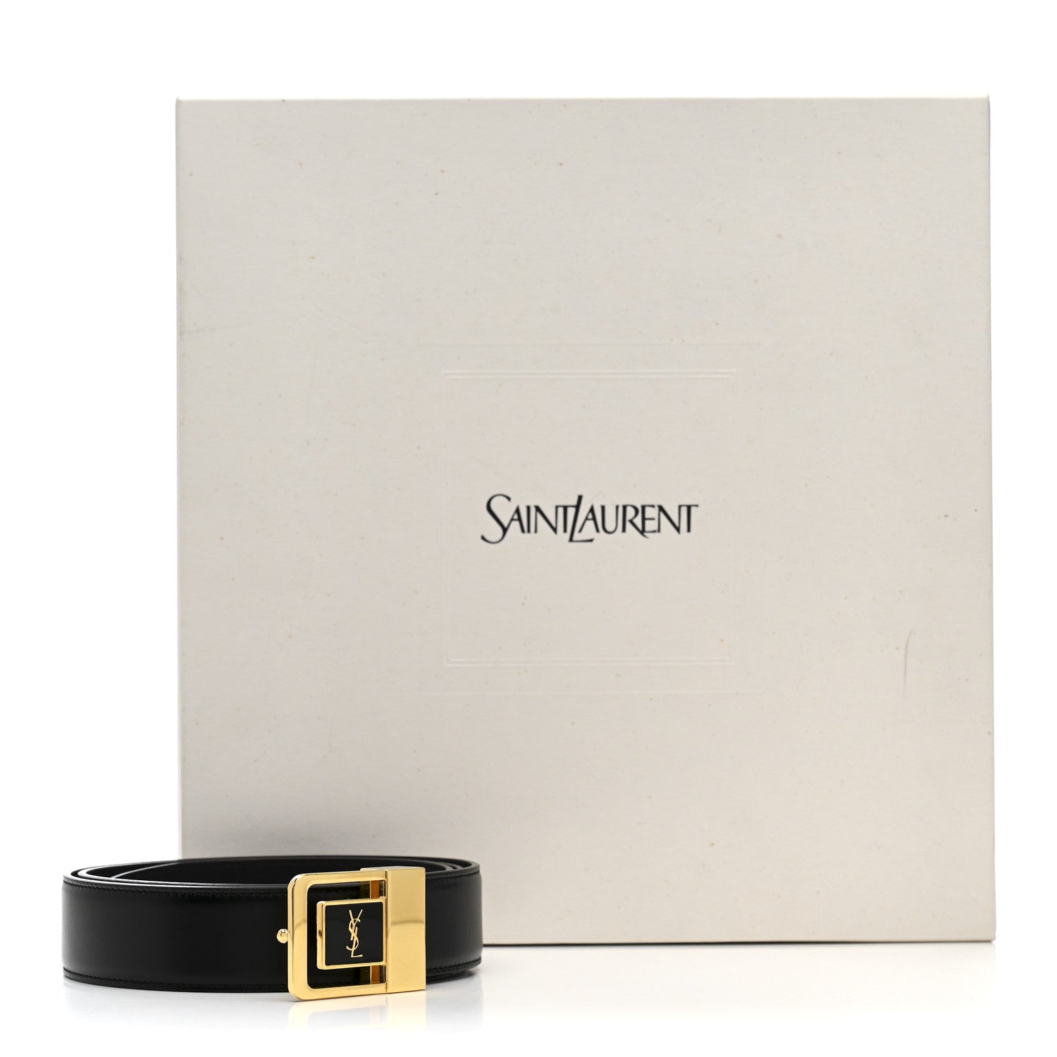 Saint Laurent Lacquered Calfskin La 66 Buckle Belt 85 34 Black 6 of 6