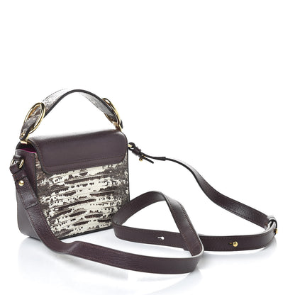 Chloe Shiny Goatskin Calfskin Lizard Embossed Mini C Double Carry Black Raisin 3 of 8